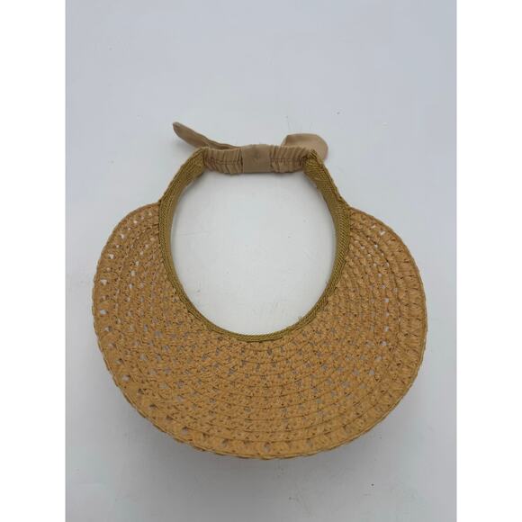 Women’s Woven Straw Sun Visor Hat with Bow Tie Back – - Picture 2 of 4